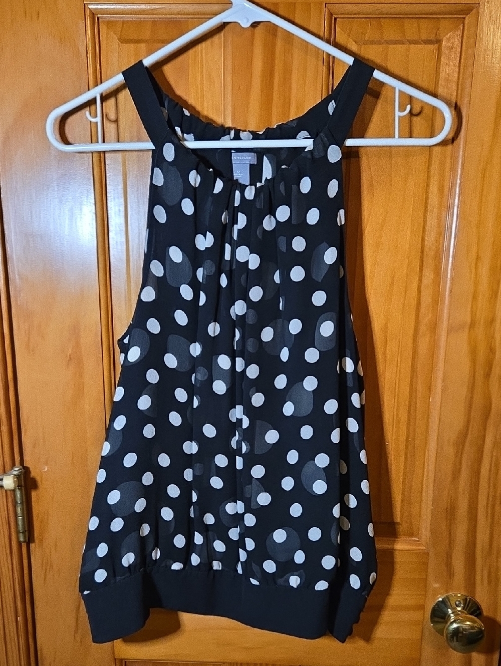 Ann Taylor Black and White Polka Dot Halter Tank
